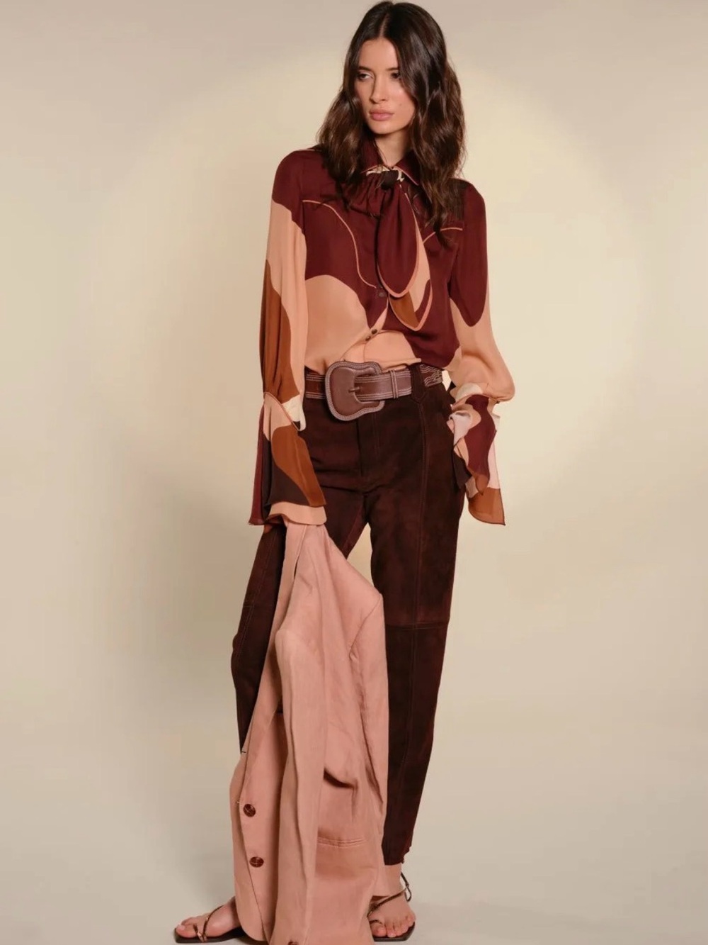 Johanna Ortiz Marsala High Tides Silk Shirt
